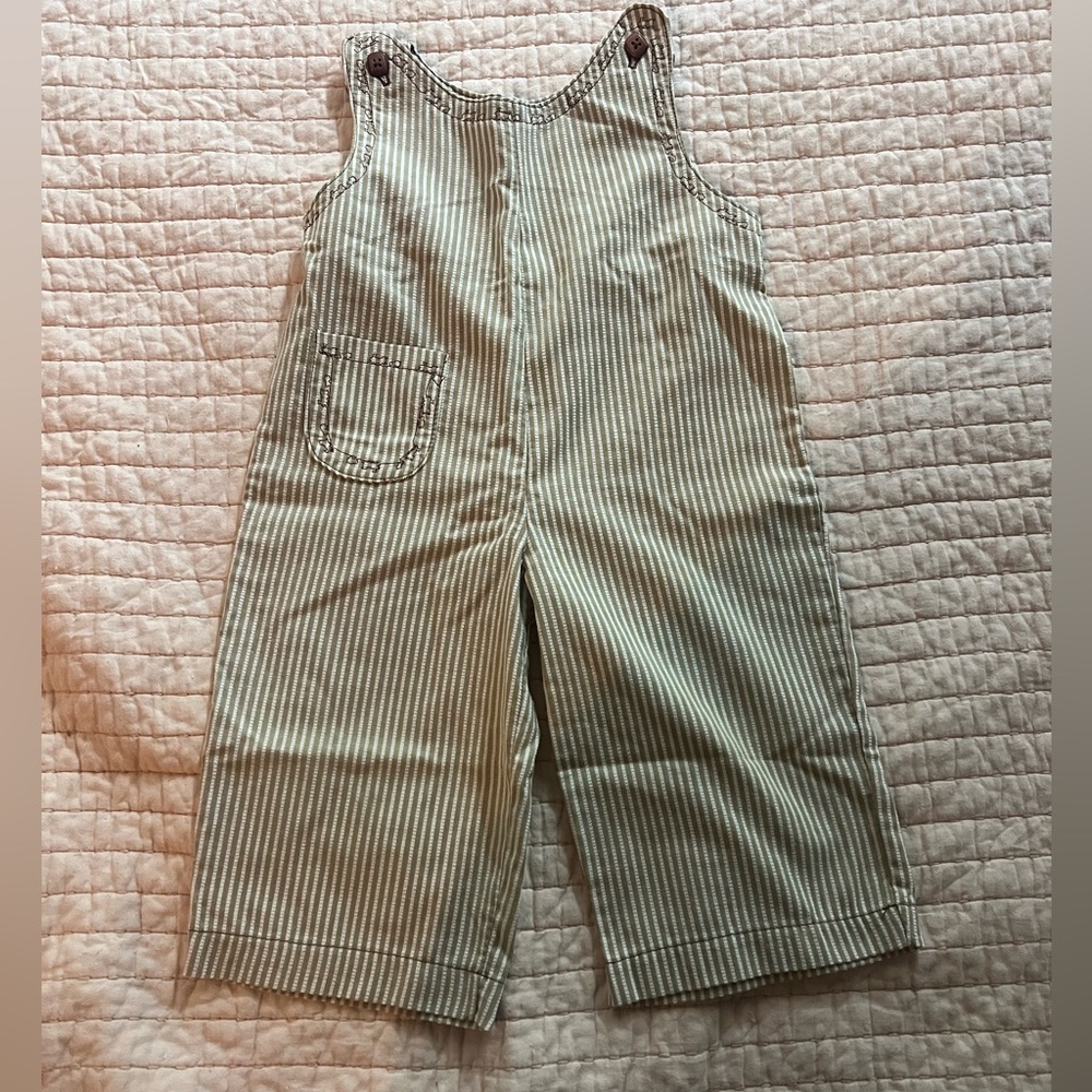 Vintage Toddler Baby One Piece Striped Short Set with Bear Details- 12M